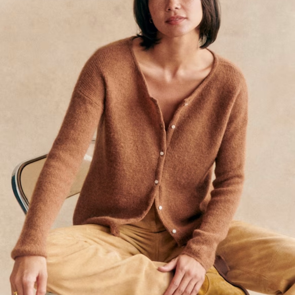 Sézane Warm Brown Cardigan